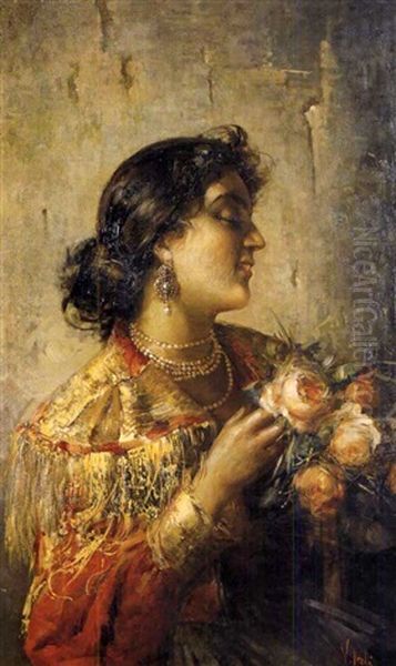 Giovane Donna Con Mazzo Di Rose - view 1
