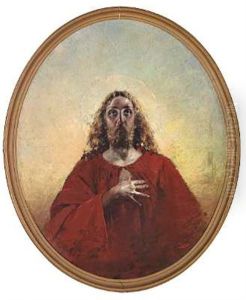 Den Stigmatiserede Kristus I Rod Kjortel Og Med Glorie Den Stigmatiserede Kristus I Rod Kjortel Og Med Glorie