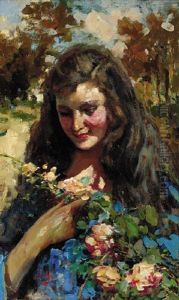 A Young Beauty Smelling Roses by Irolli Vincenzo