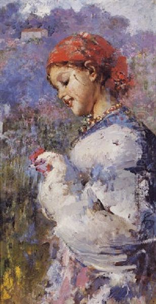Young Girl With Chicken - view 1