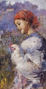 Young Girl With Chicken by Irolli Vincenzo
