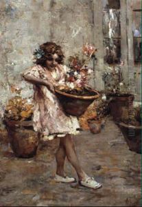 Ritratto Di Bambina Con Vaso Di Fiori by Irolli Vincenzo