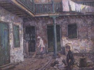French Quarter Courtyard by Wilson Henry Irvine