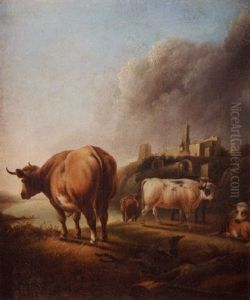 Highland Cattle Near A Castle