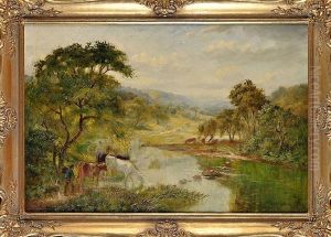 A Herdsman And Cattle On The Banks Of A River by William Irving