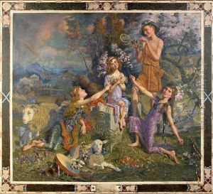 An Arcadian Scene Incorporating Portraits Of The Son And Three Daughters Of The Rev. Thomas Wilson With Grecian Temple, A Rainbow And Apple-blossom