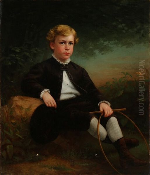Portrait Of A Young Boy With A Hoop - view 1