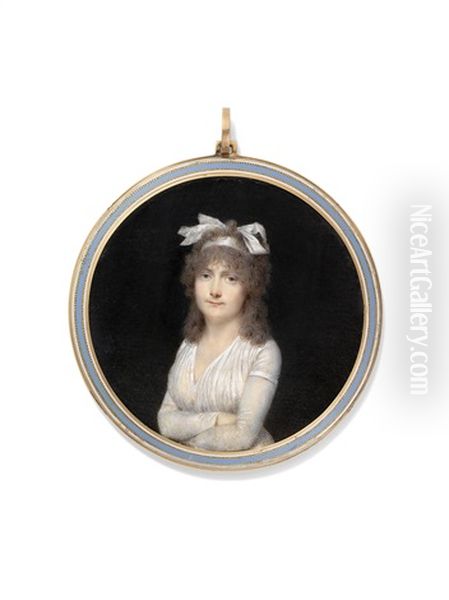Madame Diguet In White Dress With White Ribbon In Her Hair - view 1