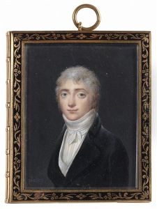 Portrait D'homme En Redingote Sombre Sur Fond Gris Portrait D'homme En Redingote Sombre Sur Fond Gris