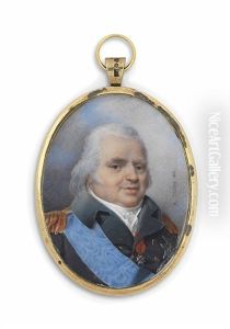 Louis Xviii (1755-1824), King Of France - 1824, In Blue Coat With Gold Epaulettes by Jean-Baptiste Isabey