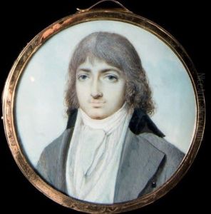 Portrait De Jeune Homme A La Redingote Grise Et Col De Velours Noir