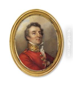 Arthur Wellesley, 1st Duke Of Wellington (1769-1852), In Red Uniform With Gold-embroidered Black Collar, White Shirt And Stock by Jean-Baptiste Isabey