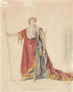 Napoleon I (1769-1821), Emperor Of France /1815, In Coronation Robes, White-lined Gold-bordered Red Cloak by Jean-Baptiste Isabey
