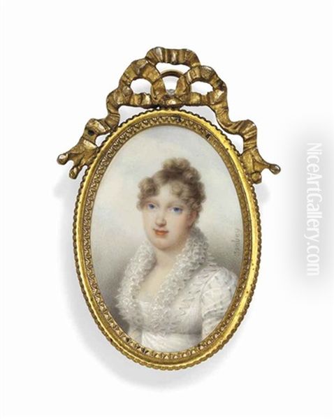 Marie Louise Of Austria (1791-1847), Empress Of The French, Later Duchess Of Parma, In White Empire-line Dress With High Frilled Collar - view 1