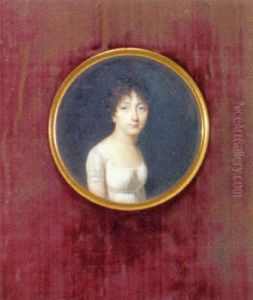 Portrait D'une Femme En Robe Blanche by Jean-Baptiste Isabey
