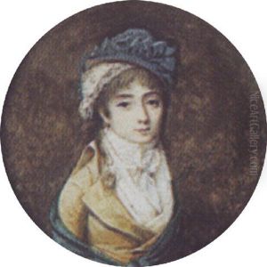 A Lady Wearing A Lace Bonnet And A Blue Hat