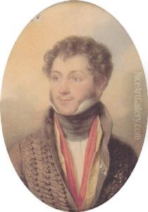 A Fine Portrait Of An Officer In Brown Coat With Fringing, Yellow Waistcoat With Red Lining