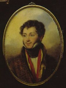 Portrait Of An Officer, In Brown Coat, Yellow Waistcoat, White Shirt And Black Stock