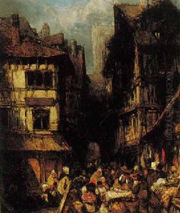 Le Marche A Rouen by Jean-Baptiste Isabey