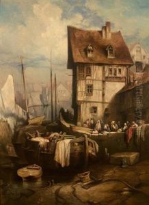 Interieur D"un Port by Louis-Gabriel-Eugene Isabey