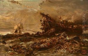 Le Naufrage De L'austria by Louis-Gabriel-Eugene Isabey