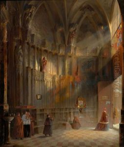 The Interior Of St Martin's Cathedral With Ypres by Louis-Gabriel-Eugene Isabey