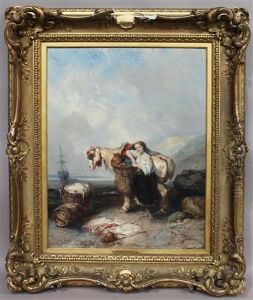 Jeune Femme Et Son Cheval Au Retour De La Peche