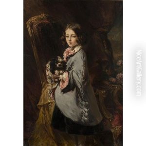 Portrait De Fillette Avec Son King Charles