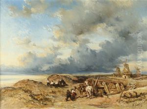 Attelage De Chevaux En Bord De Mer, Hollande