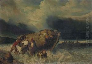 Pecheurs Poussant Une Barque