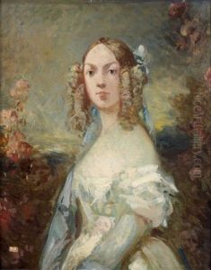 Portrait Presume De La Fille De L'artiste Au Milieu De Passeroses
