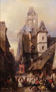 Procession A Rouen by Louis-Gabriel-Eugene Isabey
