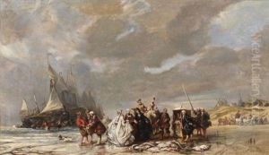 Retour De Peche Sur La Plage De Scheveningen