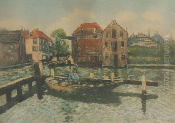 Visser In Sloep Bij De Staketsel - view 1