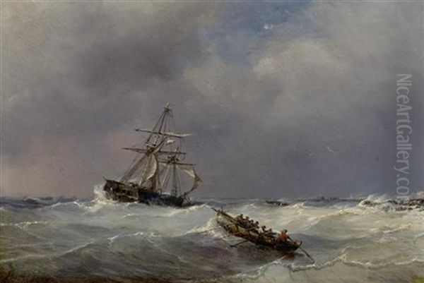 Marine Mit Hollandischem Segelschiff Und Ein Rettungsboot - view 1