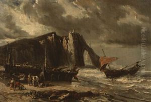 La Falaise D'etretat by Louis-Gabriel-Eugene Isabey