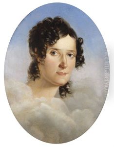 Portrait De Femme Entouree De Nuages by Louis-Gabriel-Eugene Isabey