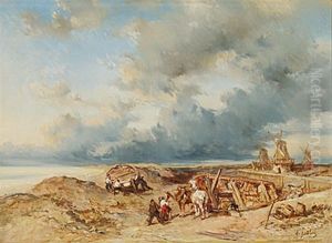 Kustlandskap Med Figurer by Louis-Gabriel-Eugene Isabey