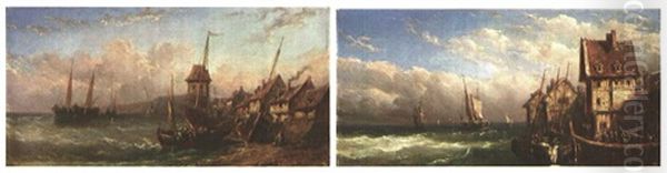Franzosische Kustenlandschaften Mit Fischerbooten (pair) - view 1