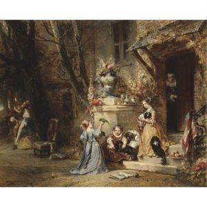 Children Playing With The Favorite Pets by Louis-Gabriel-Eugene Isabey
