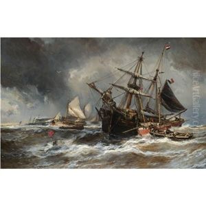 Bateaux Dans La Tempete by Louis-Gabriel-Eugene Isabey