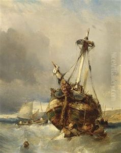 Sailing Near The Coast by Louis-Gabriel-Eugene Isabey