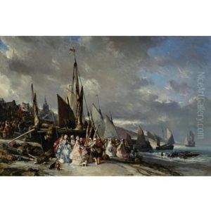 Scene De Port by Louis-Gabriel-Eugene Isabey