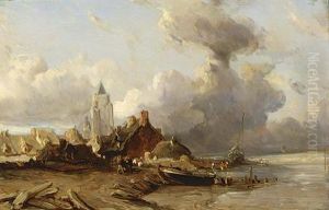 A Village By The Sea by Louis-Gabriel-Eugene Isabey