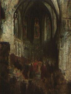 Messe Im Chor Einer Kathedrale by Louis-Gabriel-Eugene Isabey