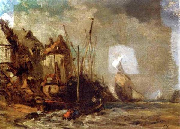 Vessels At A Coastal Town - view 1