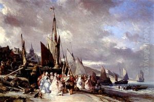Scene De Port by Louis-Gabriel-Eugene Isabey
