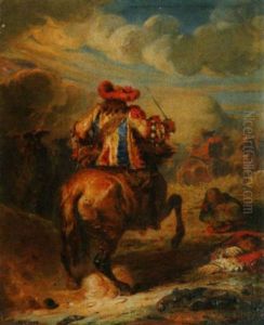 Scene De Bataille, Cavalier De Dos by Louis-Gabriel-Eugene Isabey