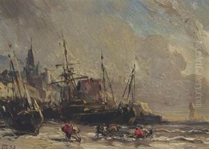 A Beach Scene by Louis-Gabriel-Eugene Isabey