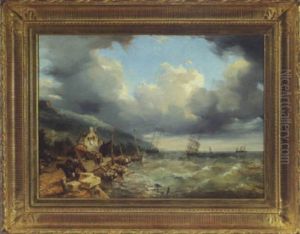 Boats In Stormy Weather Off A Northern Coast